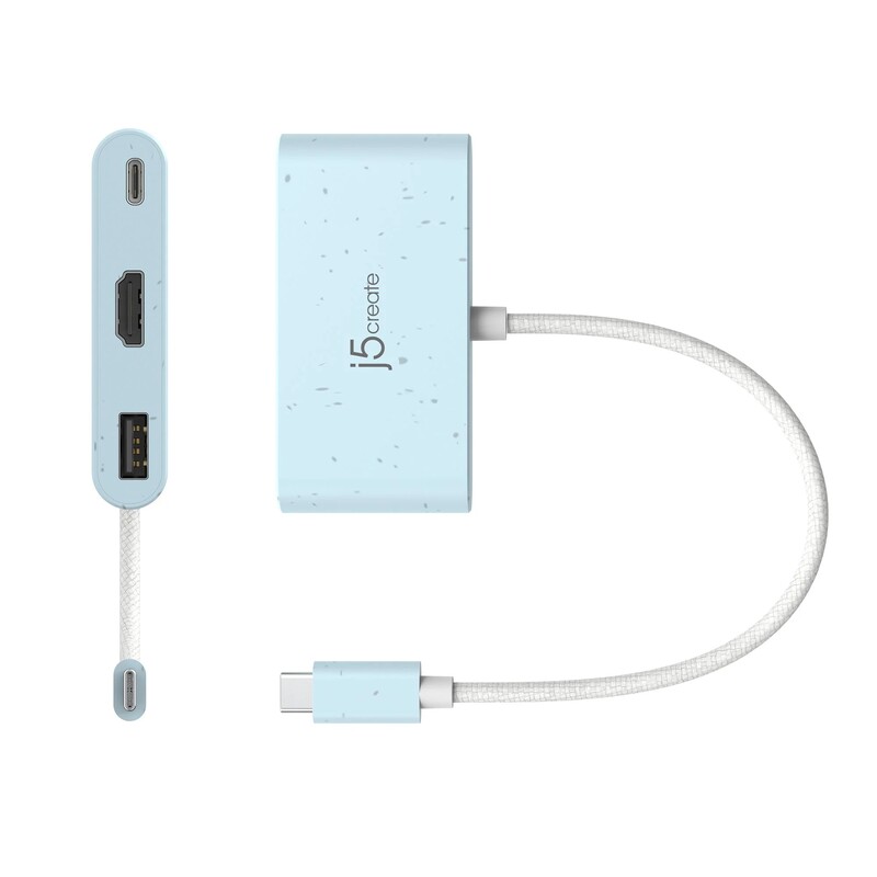 Адаптер J5create USB-C - USB/USB-C/HDMI (M/F), Cyan (JCA379EC-N)