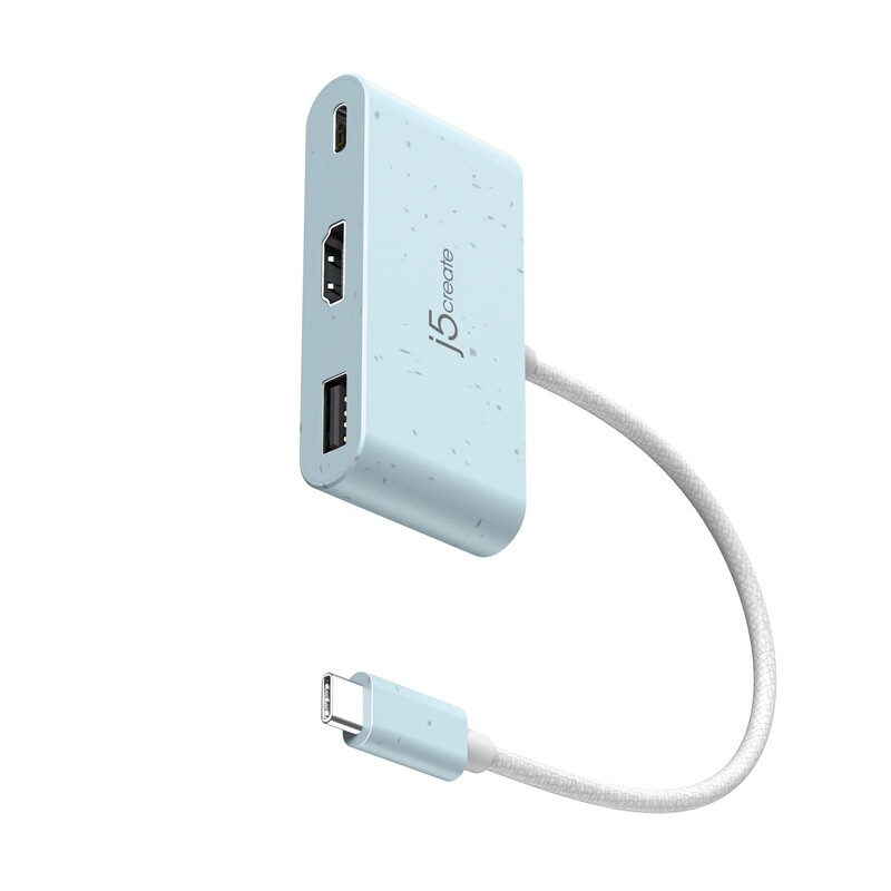 Адаптер J5create USB-C - USB/USB-C/HDMI (M/F), Cyan (JCA379EC-N)