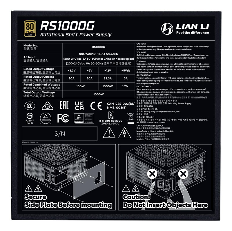 Блок живлення Lian Li RS Gold 1000 Black (G9P.RS1000G.B000.EU)
