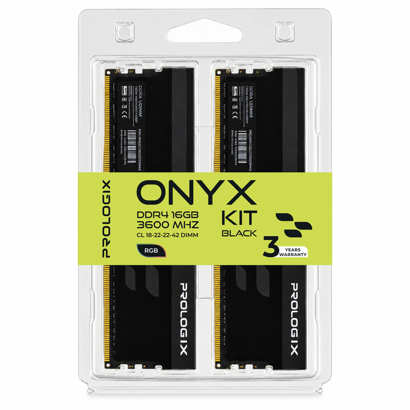 Модуль пам`ятi DDR4 2x8GB/3600 Prologix Onyx Black RGB (PRO16GB3600YBR4K)