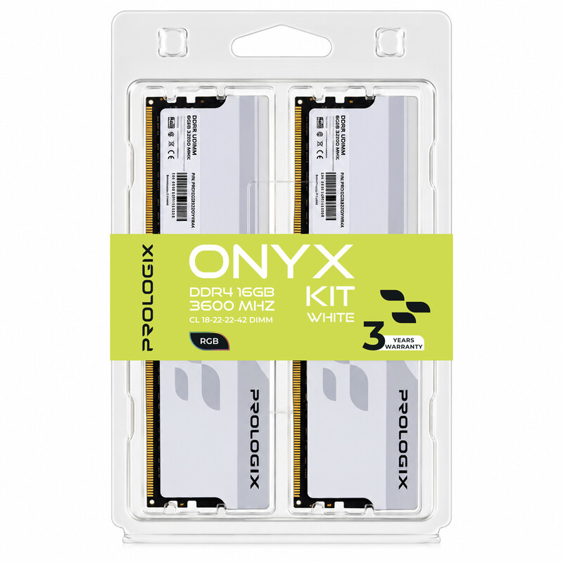 Модуль пам`ятi DDR4 2x8GB/3600 Prologix Onyx White RGB (PRO16GB3600YWR4K)