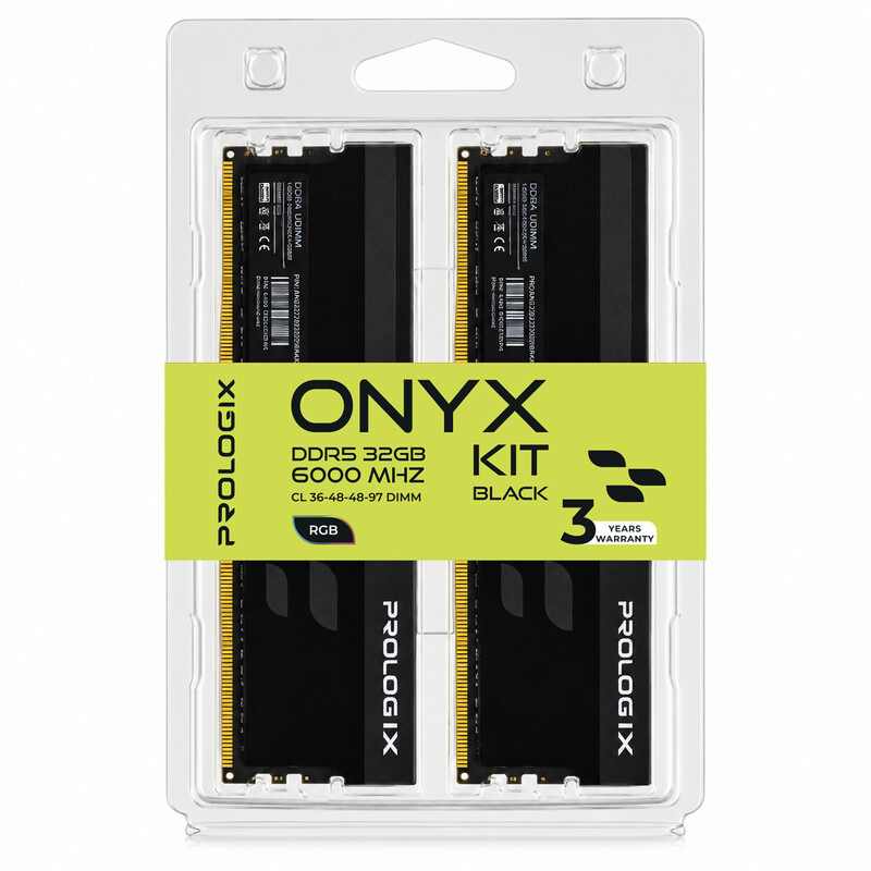 Модуль памяти DDR5 2x16GB/6000 Prologix Onyx Black RGB (PRO32GB6000YBR5K)