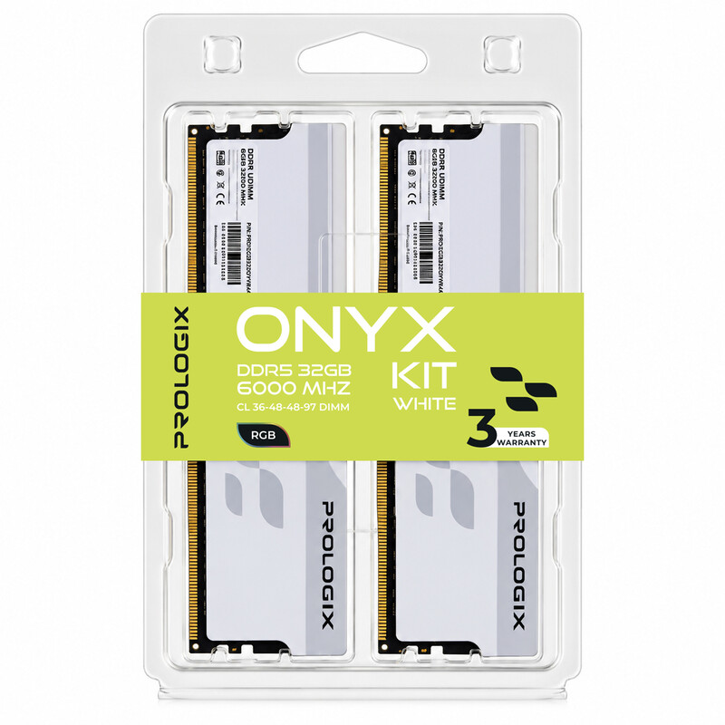 Модуль памяти DDR5 2x16GB/6000 Prologix Onyx White RGB (PRO32GB6000YWR5K)