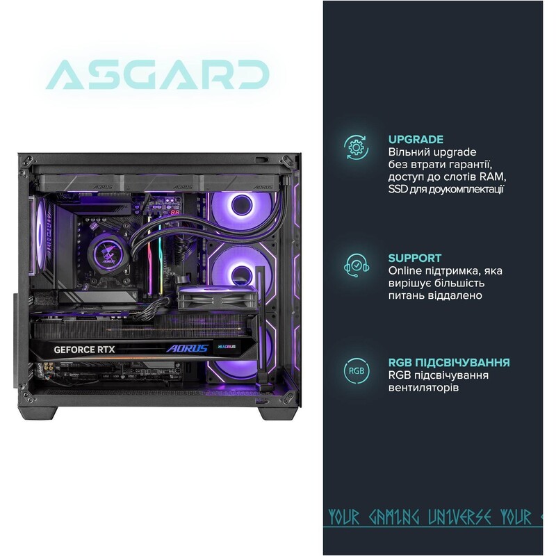 Комп`ютер для стримінгу ASGARD STREAM RTX 5060 Ti 16GB / Ryzen 7 7800X3D / DDR5 64GB / SSD 2TB (ASG-S-5060T16-7786)