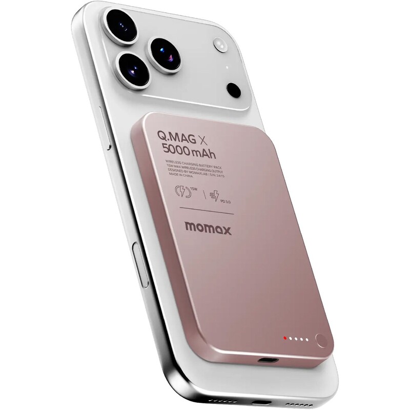 Універсальна мобільна батарея Momax Q.Mag X 5000mAh 20W Pink (IP116AP)