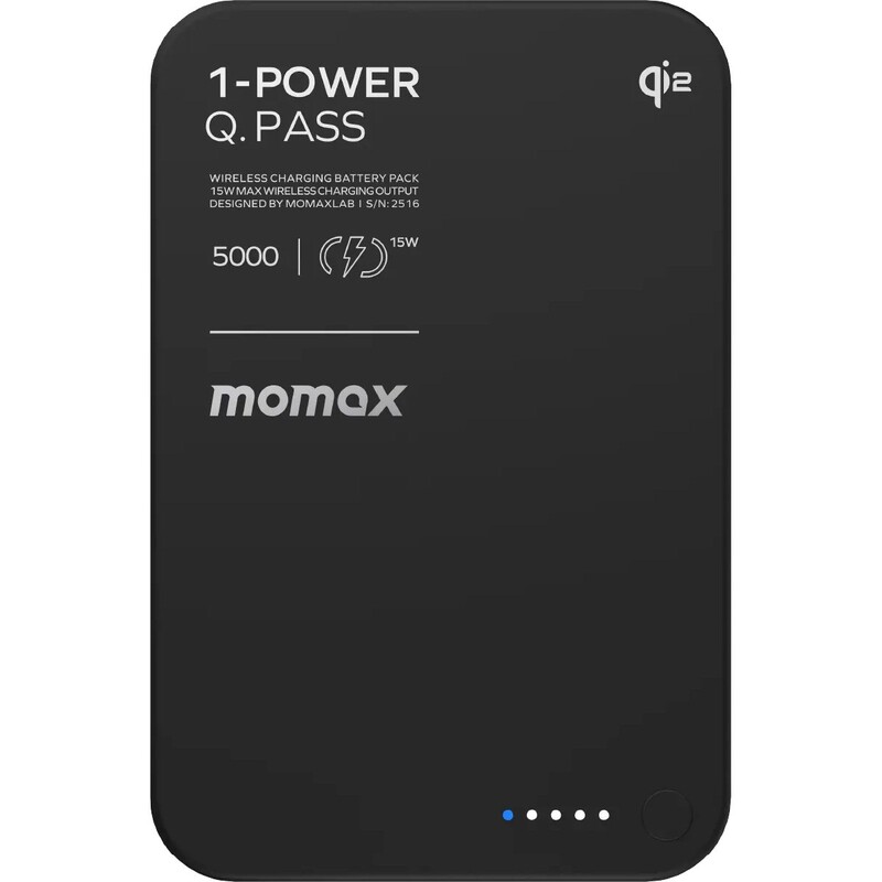 Універсальна мобільна батарея Momax 1-Power Q.Pass Qi2 5000mAh 20W Black (IP129Q2D)