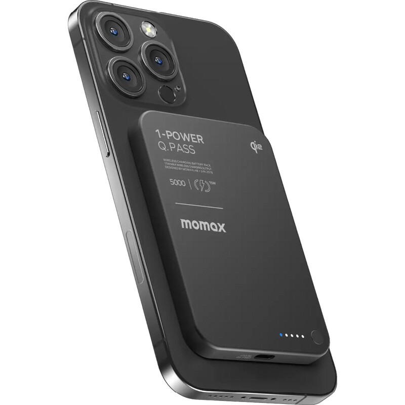Універсальна мобільна батарея Momax 1-Power Q.Pass Qi2 5000mAh 20W Black (IP129Q2D)