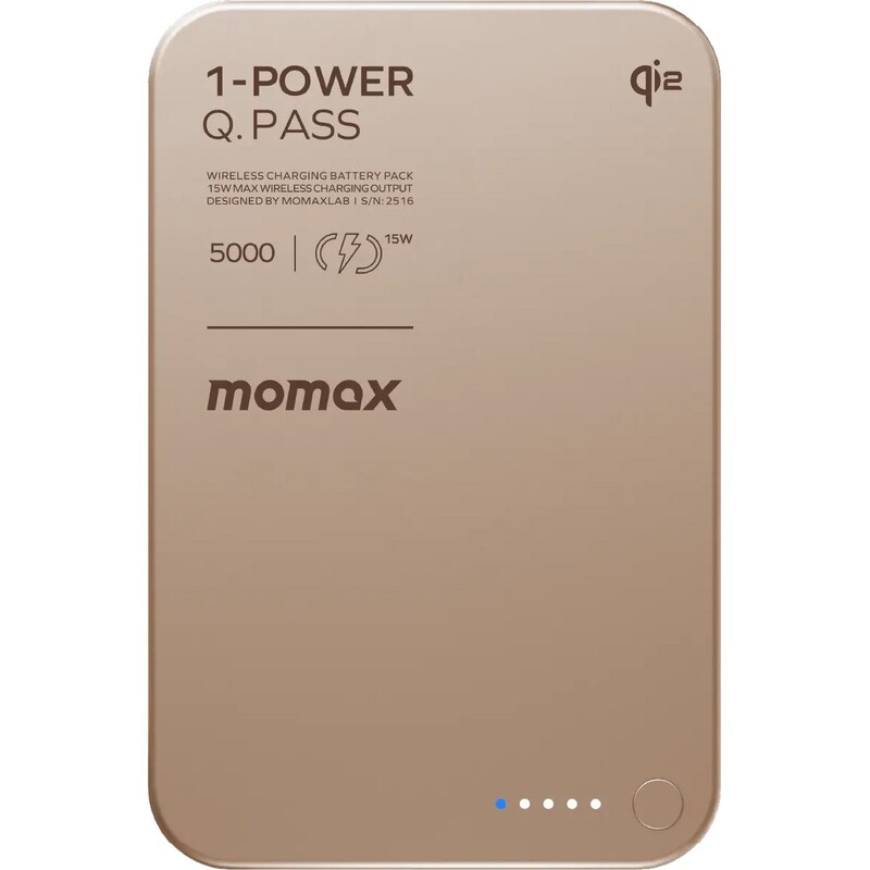 Універсальна мобільна батарея Momax 1-Power Q.Pass Qi2 5000mAh 20W Sandstone (IP129Q2L2)