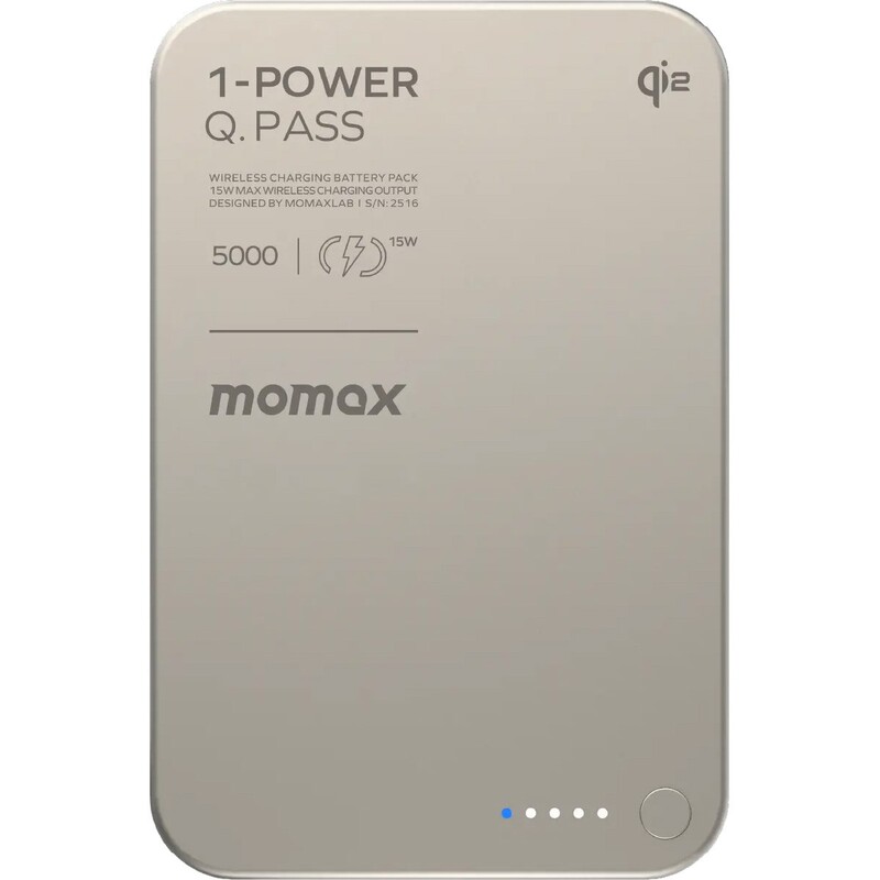 Універсальна мобільна батарея Momax 1-Power Q.Pass Qi2 5000mAh 20W Titanium (IP129Q2L)