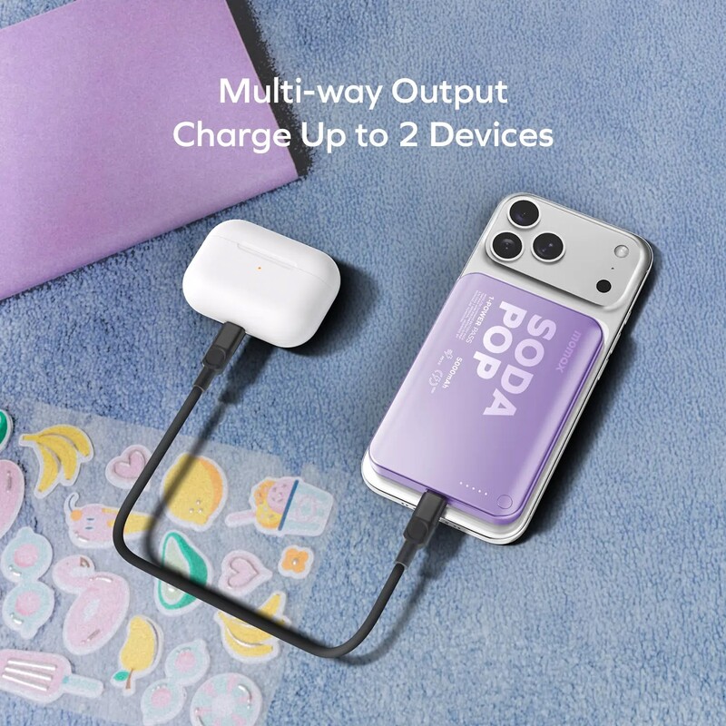 Універсальна мобільна батарея Momax 1-Power Pass 5000mAh 20W Purple (IP165U)