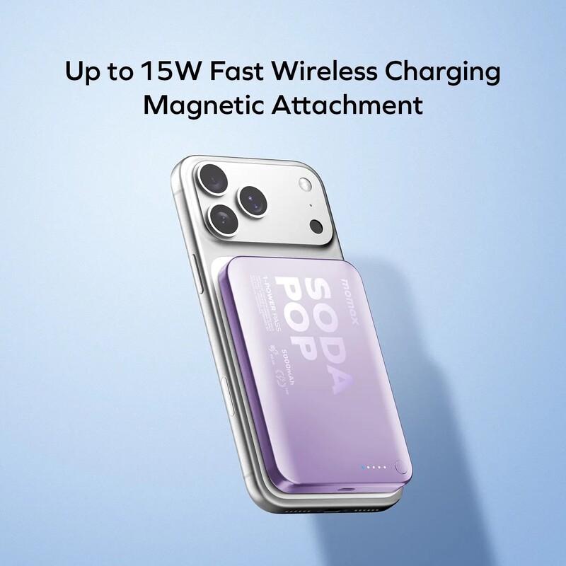 Універсальна мобільна батарея Momax 1-Power Pass 5000mAh 20W Purple (IP165U)