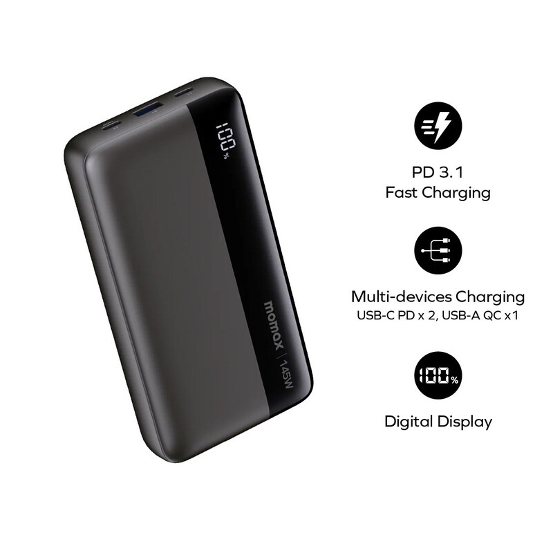 Универсальная мобильная батарея Momax 1-Power Ultra 25000mAh 145W Black (IP150D)