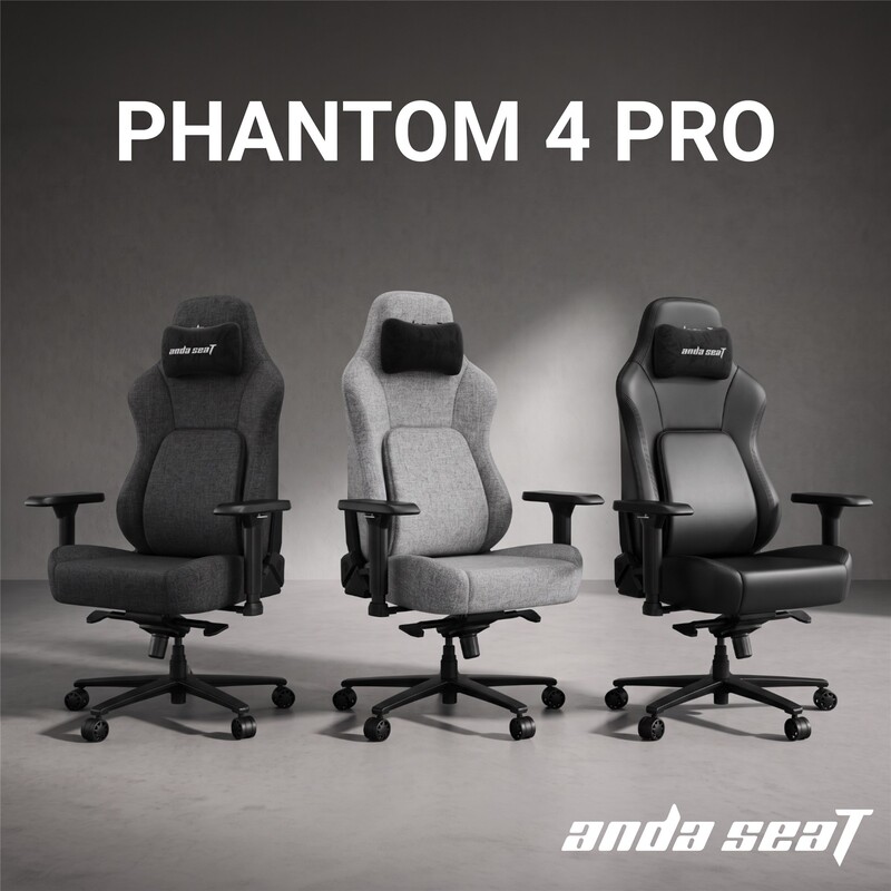 Крісло для геймерів Anda Seat Phantom 4 Pro L Black Fabric (AD18YSDC-72-B-F-B02)