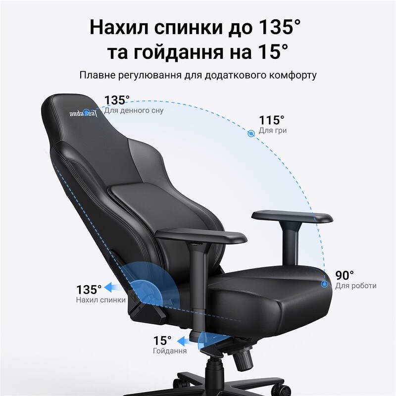 Крісло для геймерів Anda Seat Phantom 4 Pro L Gray Fabric (AD18YSDC-72-G-F-G02)