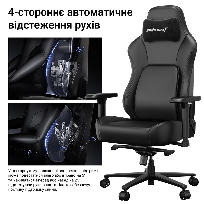 Крісло для геймерів Anda Seat Phantom 4 Pro L Gray Fabric (AD18YSDC-72-G-F-G02)