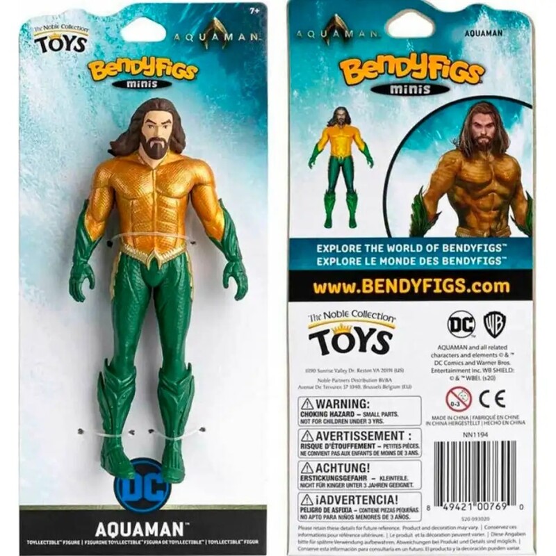 Коллекционная фигурка Noble Collection DC Cosmics Aquaman Justice League Mini Bendyfig (NN1194)