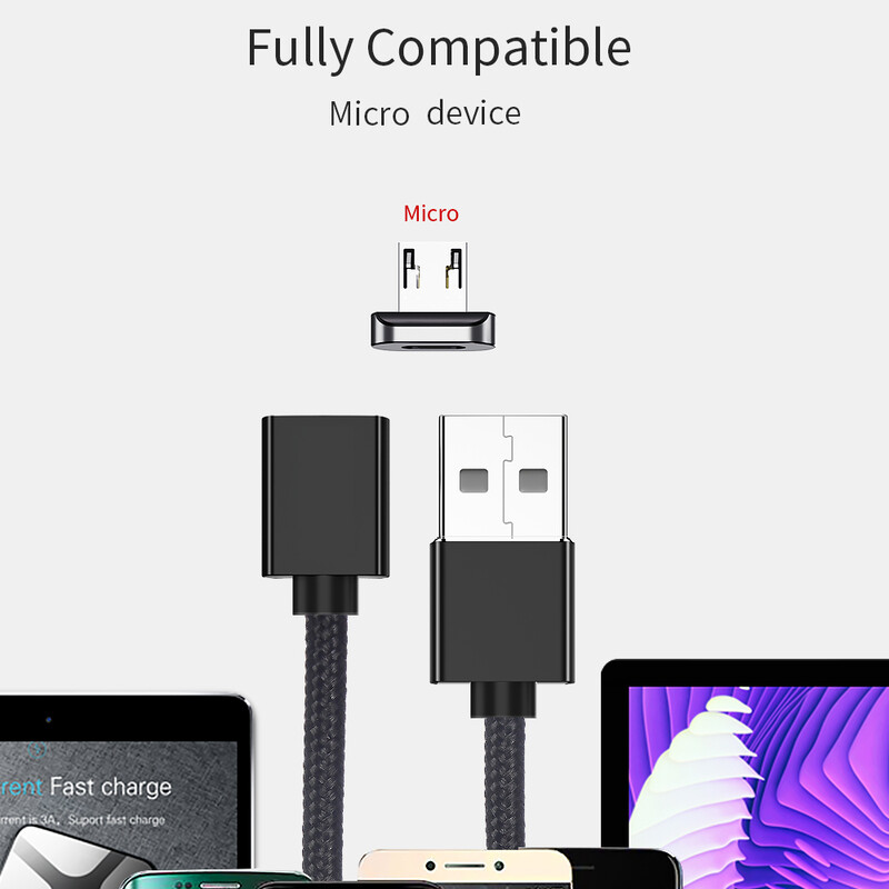 Кабель Essager Magic Power Magnetic USB - MicroUSB (M/M), 1 м Black (EXCCXM-ML01)