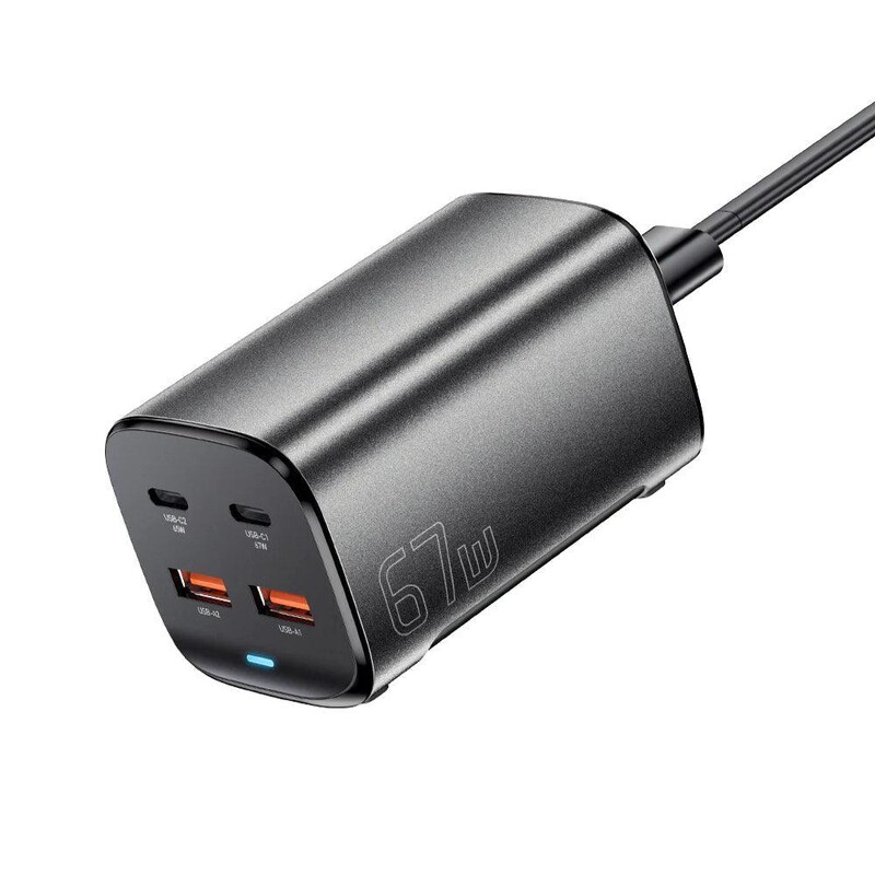 Сетевое зарядное устройство Essager Collection 67W GaN (2xUSB-A, 2xUSB-C) Black (ECT2AC-JYB0G-Z)
