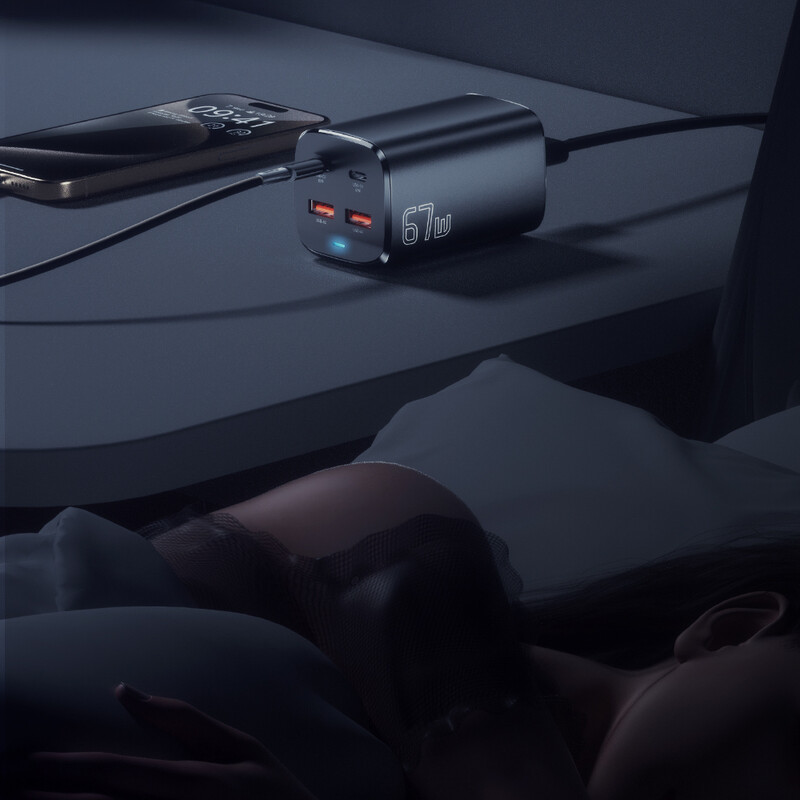 Сетевое зарядное устройство Essager Collection 67W GaN (2xUSB-A, 2xUSB-C) Black (ECT2AC-JYB0G-Z)