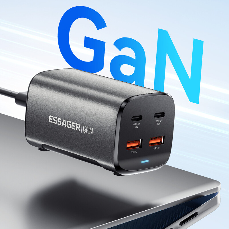Сетевое зарядное устройство Essager Collection 67W GaN (2xUSB-A, 2xUSB-C) Black (ECT2AC-JYB0G-Z)
