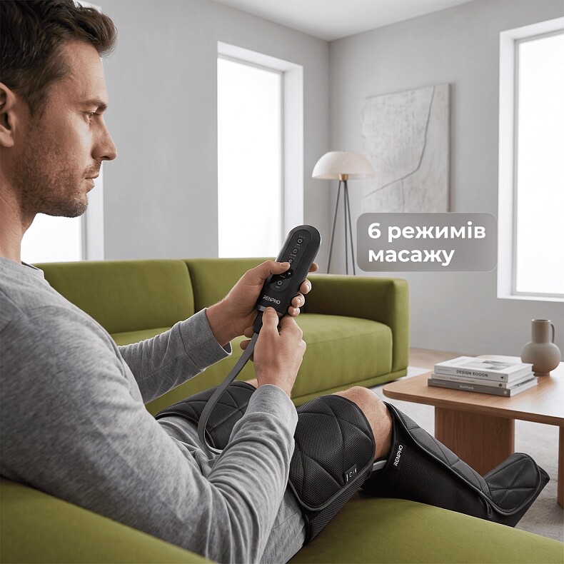 Компрессионный массажер для ног RENPHO Foot Calf and Thigh Air Massager Black (RP-ALM079H-BK)