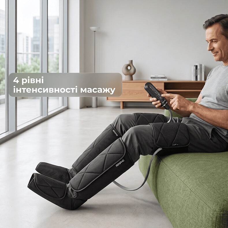 Компрессионный массажер для ног RENPHO Foot Calf and Thigh Air Massager Black (RP-ALM079H-BK)