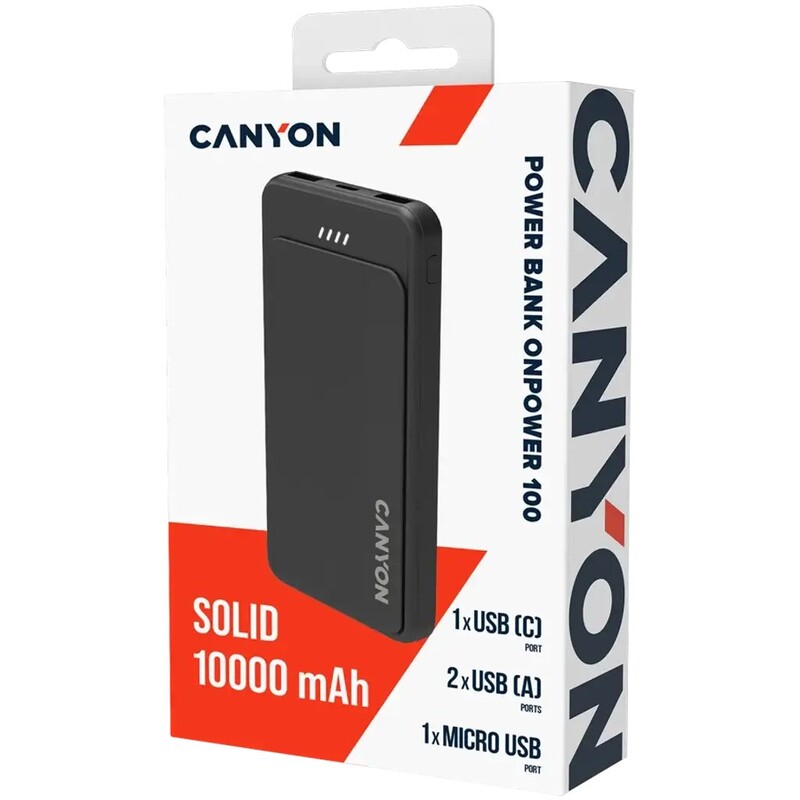 Універсальна мобільна батарея Canyon OnPower 100 10000mAh Black (CNS-CPB100B)
