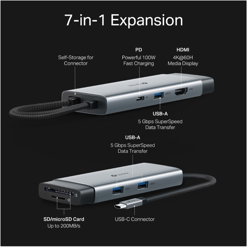 USB-хаб TP-Link USB-C 7-в-1 (UH7021C)