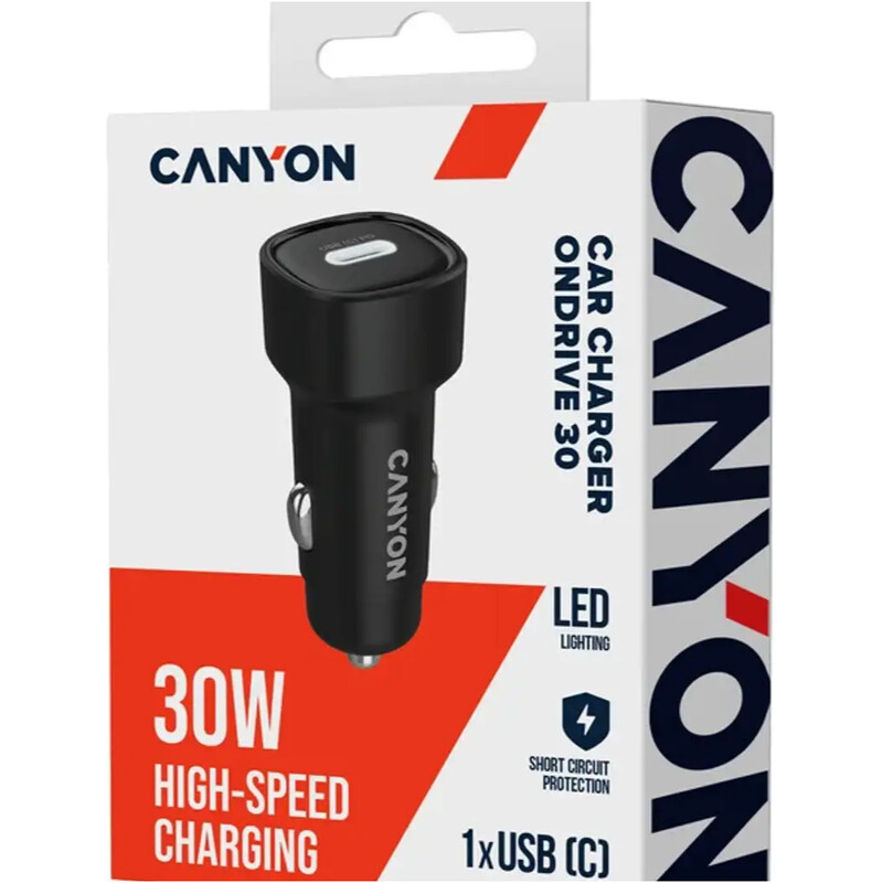Автомобильное зарядное устройство Canyon OnDrive 30 Black (CNE-CCABR2C)