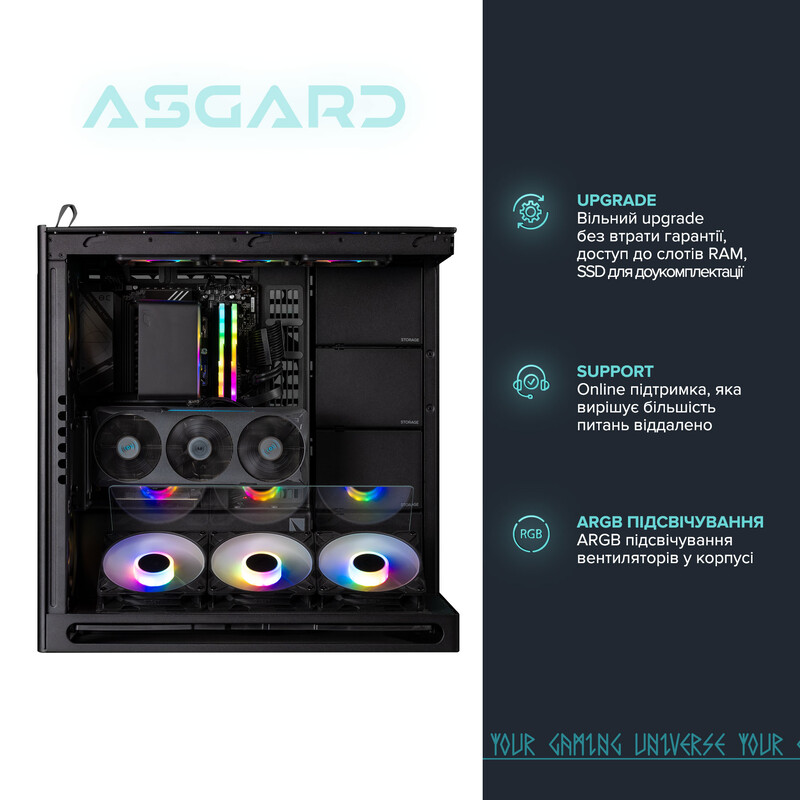 Комп`ютер ASGARD CREATOR RTX 5080 / Ryzen 9 9900X / DDR5 64GB / SSD 1TB / Win 11 (ASG-C-5080-7856W)