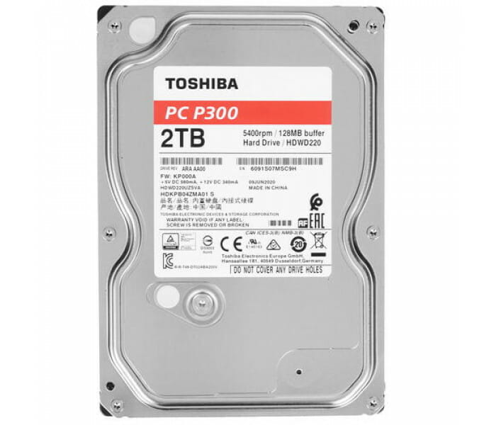 Накопитель HDD SATA 2.0TB Toshiba P300 5400rpm 128MB (HDWD220UZSVA)