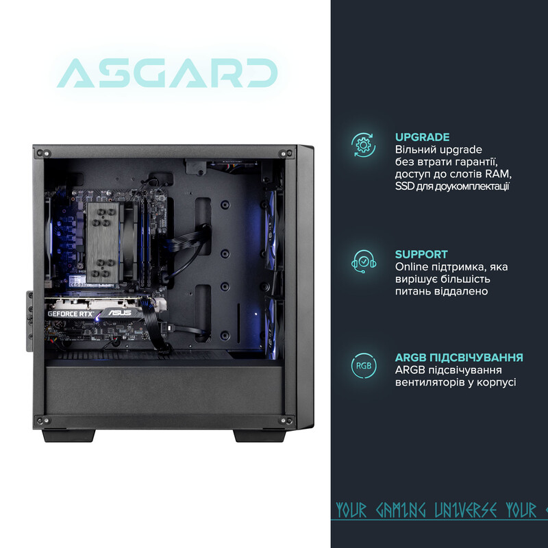 Игровой компьютер ASGARD GAMER RTX 5060 Ti 16GB / Ryzen 5 7600 / DDR5 32GB / SSD 1TB (ASG-G-5060T16-7574)
