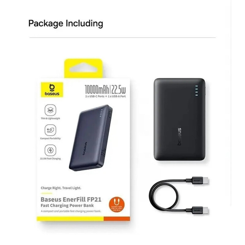 Універсальна мобільна батарея Baseus EnerFill 10000mAh, 22.5W Black (P1008210D123-00)