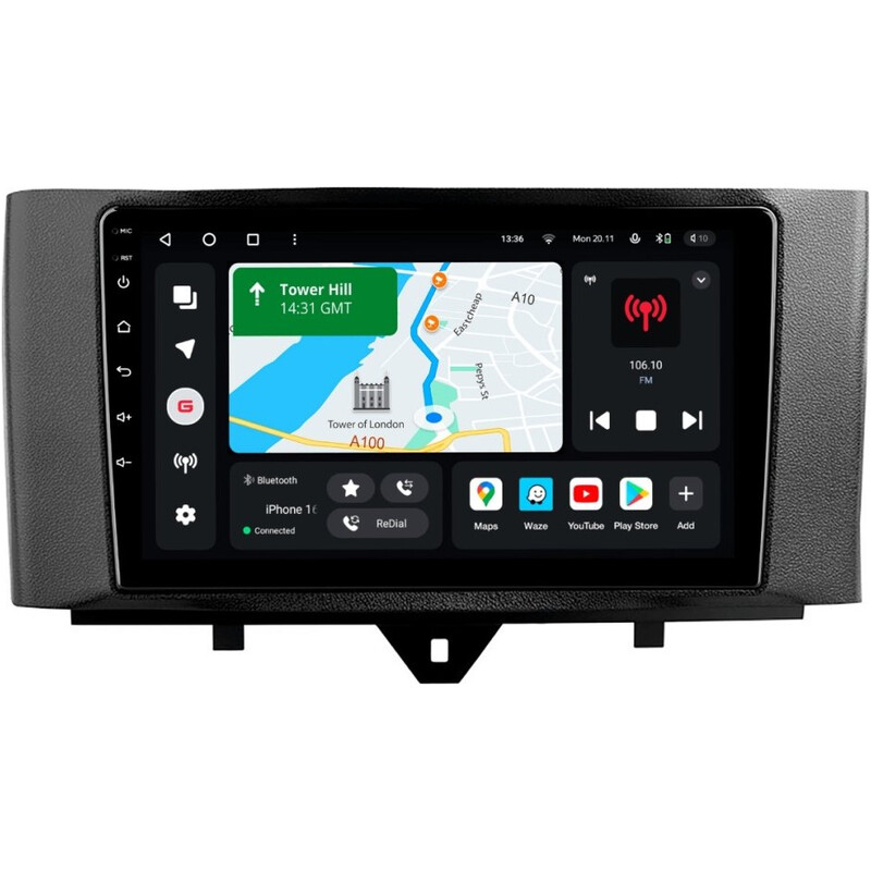 Штатная магнитола Gazer T6009 Pro для Smart Fortwo 2 (W451) 2010-2015 (T6009-W451-PRO)