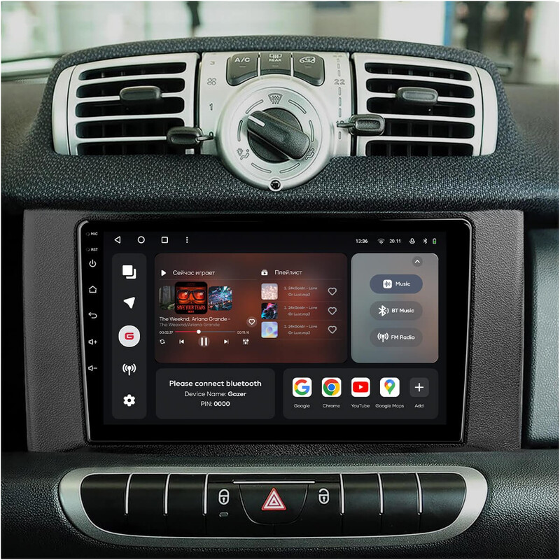 Штатная магнитола Gazer T6009 Pro для Smart Fortwo 2 (W451) 2010-2015 (T6009-W451-PRO)