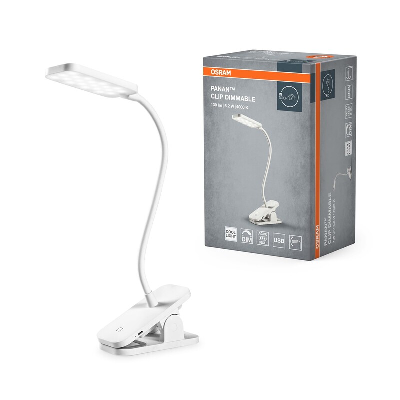 Настільна лампа Osram Panan Clip 5.2W 4000К USB-A білий (4099854507496)
