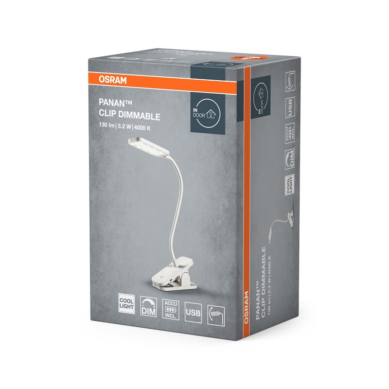 Настільна лампа Osram Panan Clip 5.2W 4000К USB-A білий (4099854507496)