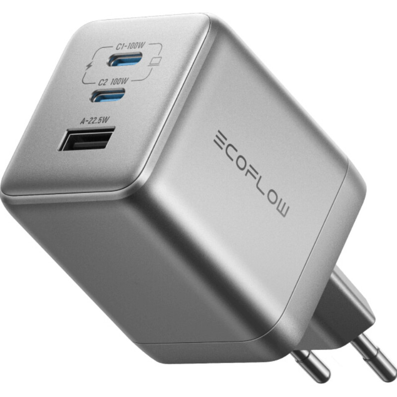 Сетевое зарядное устройство EcoFlow RAPID Pro Charger 100W Silver (EFA-100W-GaN-Charger-EU)