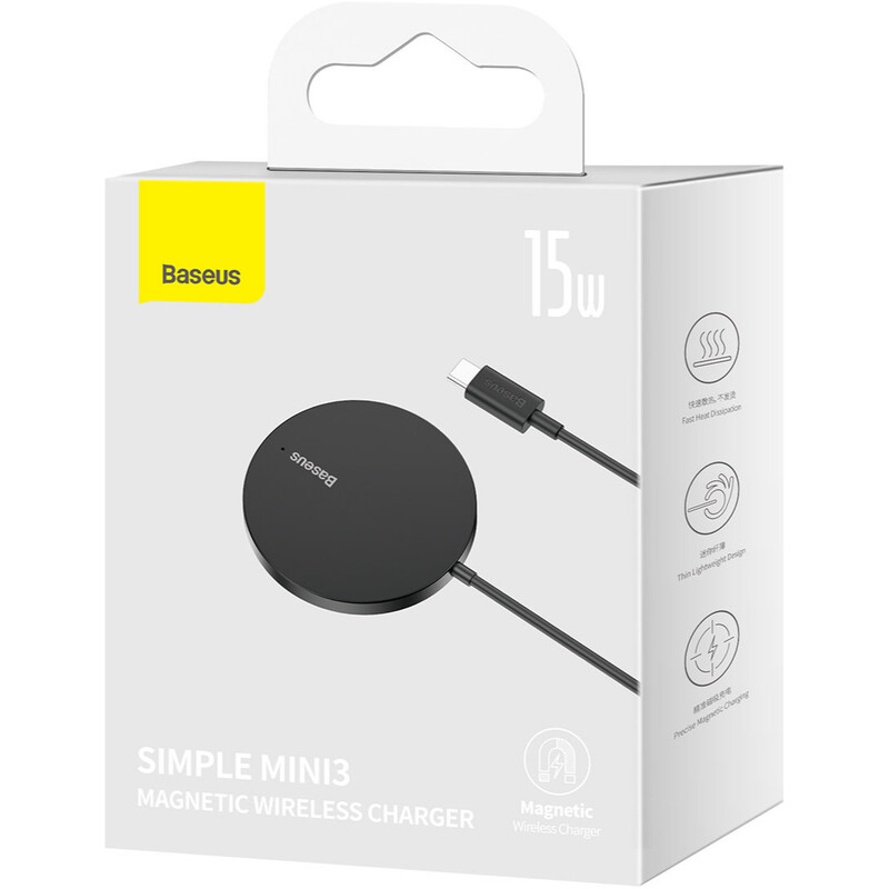 Беспроводное зарядное устройство Baseus Simple Mini3 Magnetic Wireless Charger 15W Black (CCJJ040001)