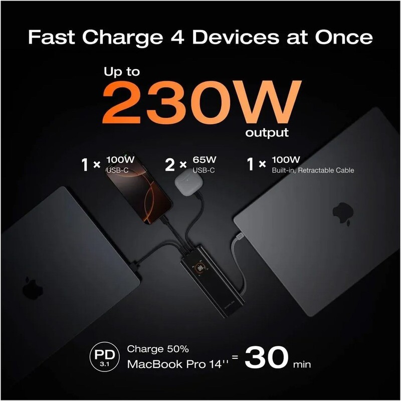 Универсальная мобильная батарея EcoFLow RAPID Pro 20000mAh 230W Black (EF-RAPIDPRO20K-EU)