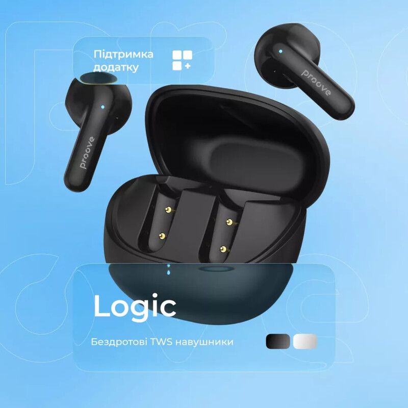 Bluetooth-гарнитура Proove Logic TWS (APP) Obsidian Black (TWLG0001AP15)