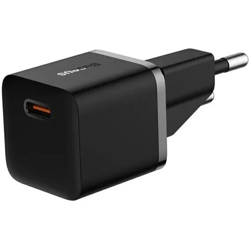 Сетевое зарядное устройство Baseus GaN5 Fast Charger Mini 1C (1USB-C) 25W Black (P10110909113-01) + кабель USB Type-C 1 м