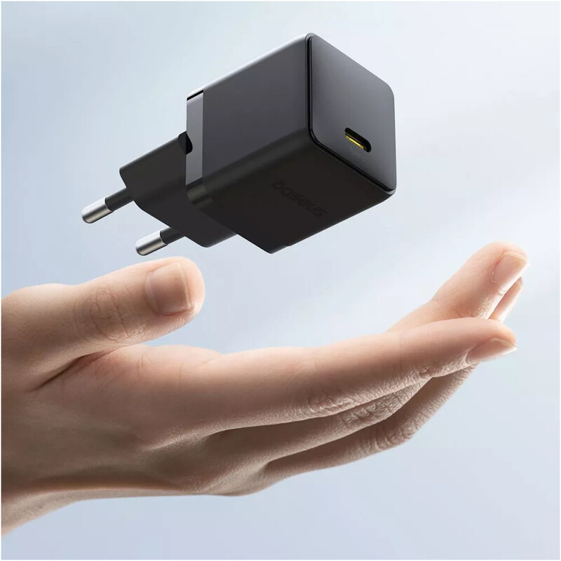 Сетевое зарядное устройство Baseus Palm Fast Charger 1C (1USB-C) 30W Black (P10111605113-01) + кабель USB Type-C 1 м