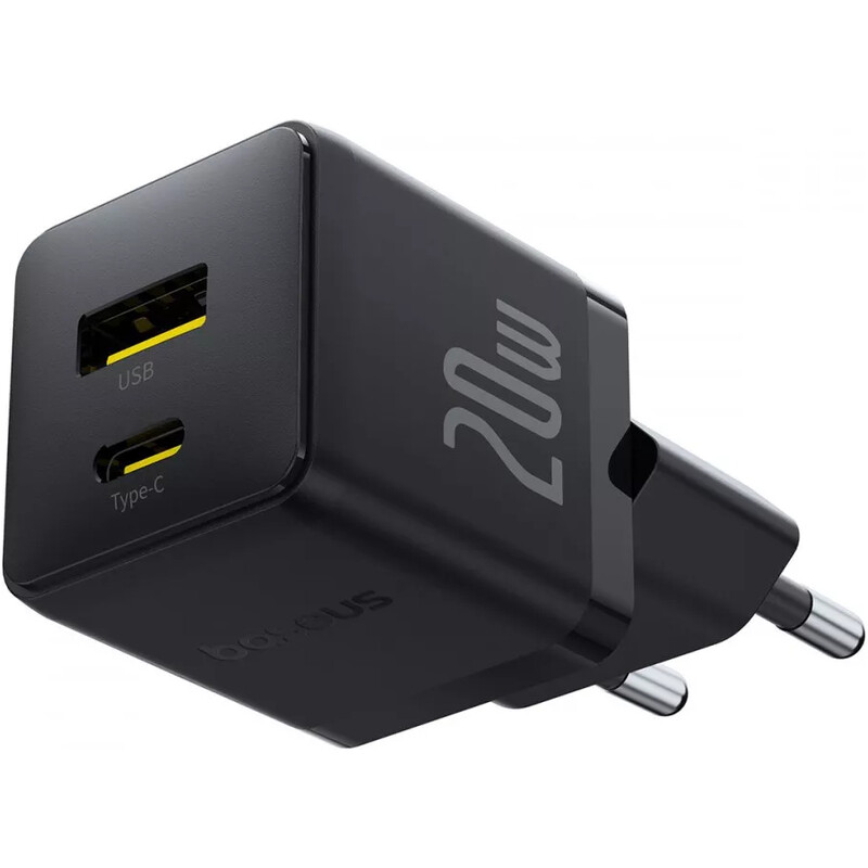 Сетевое зарядное устройство Baseus Palm Fast Charger C+U (1USB, 1USB-C) 20W Black (P10111608113-00)