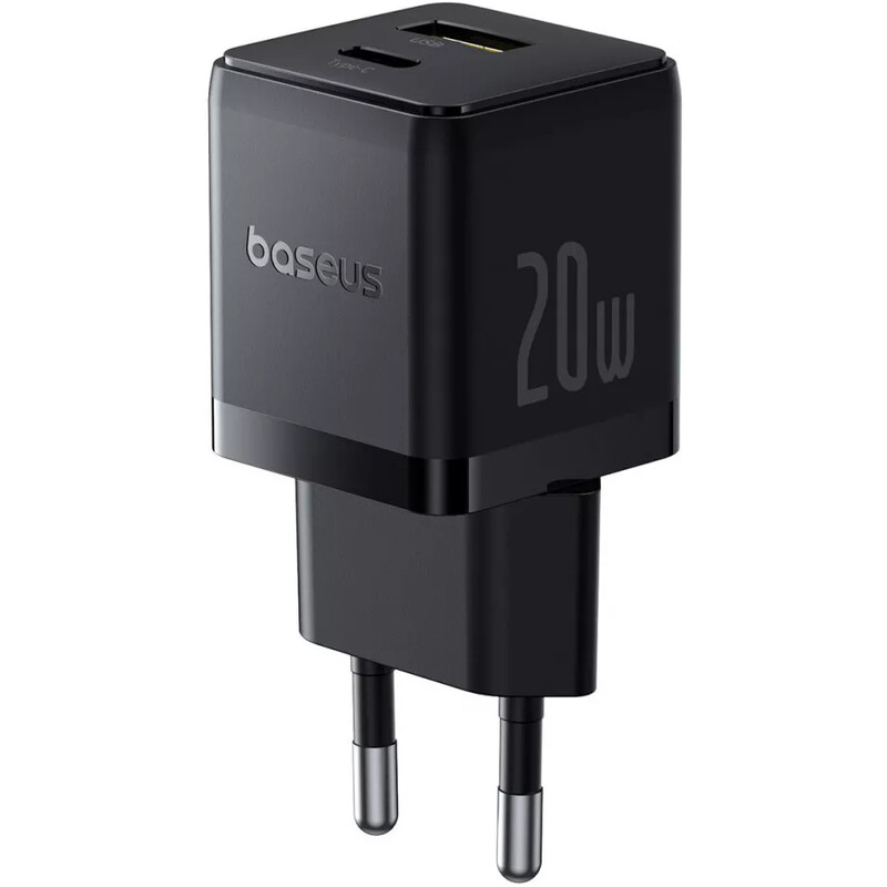 Сетевое зарядное устройство Baseus Palm Fast Charger C+U (1USB, 1USB-C) 20W Black (P10111608113-00)