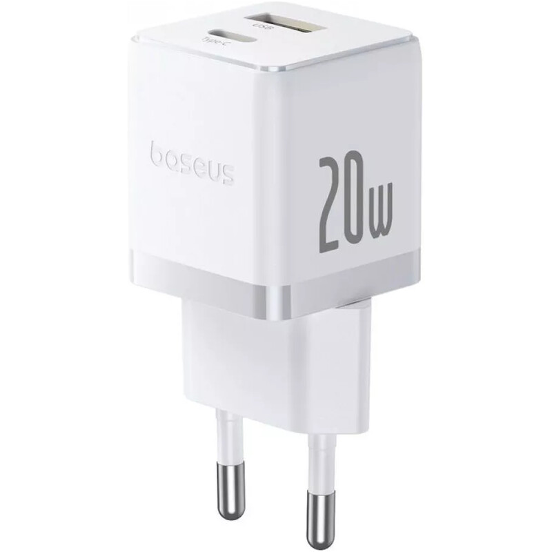 Сетевое зарядное устройство Baseus Palm Fast Charger C+U (1USB, 1USB-C) 20W White (P10111608213-00)
