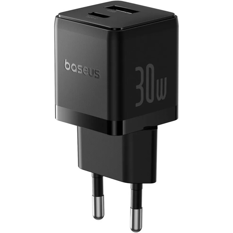 Сетевое зарядное устройство Baseus Palm Fast Charger C+U (1USB, 1USB-C) 30W Black (P1011160A113-00)