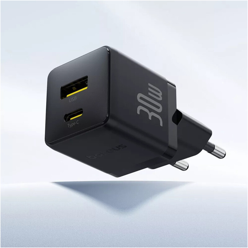 Сетевое зарядное устройство Baseus Palm Fast Charger C+U (1USB, 1USB-C) 30W Black (P1011160A113-00)
