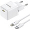 Фото - Мережевий зарядний пристрій Baseus Palm Fast Charger 1C (1USB-C) 20W White (E0116400) + кабель Lightning 1 м | click.ua