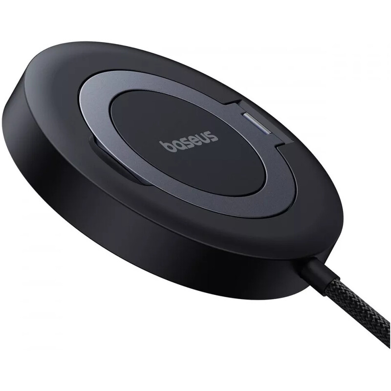 Беспроводное зарядное устройство Baseus Simple Mini4 Magnetic Wireless Charging Stand Qi2 15W Cosmic Black (P10273300121-01) + кабель USB Type-C 1,5 м